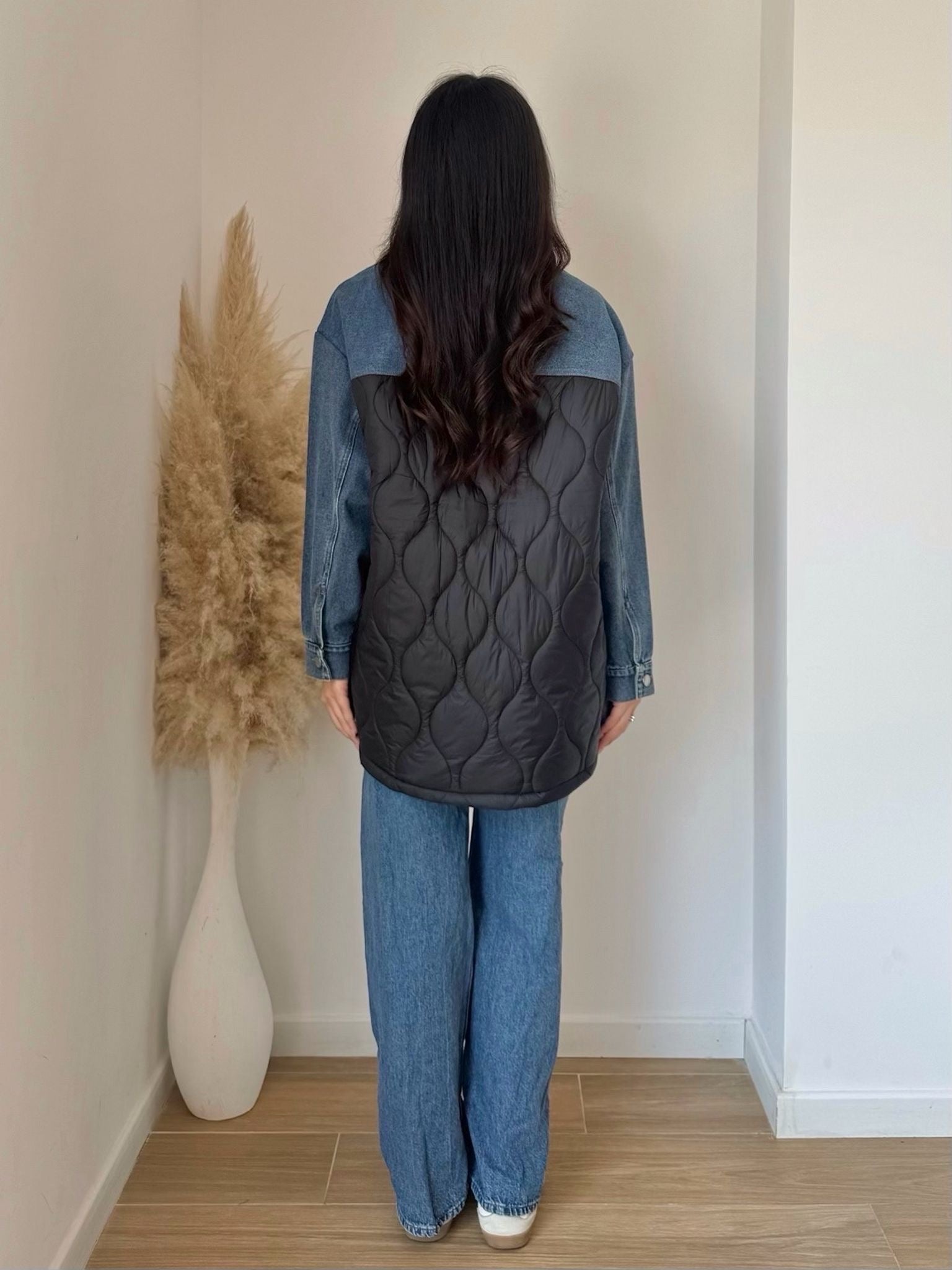 Veste jean denim matelassée doublée oversize casual streetwear