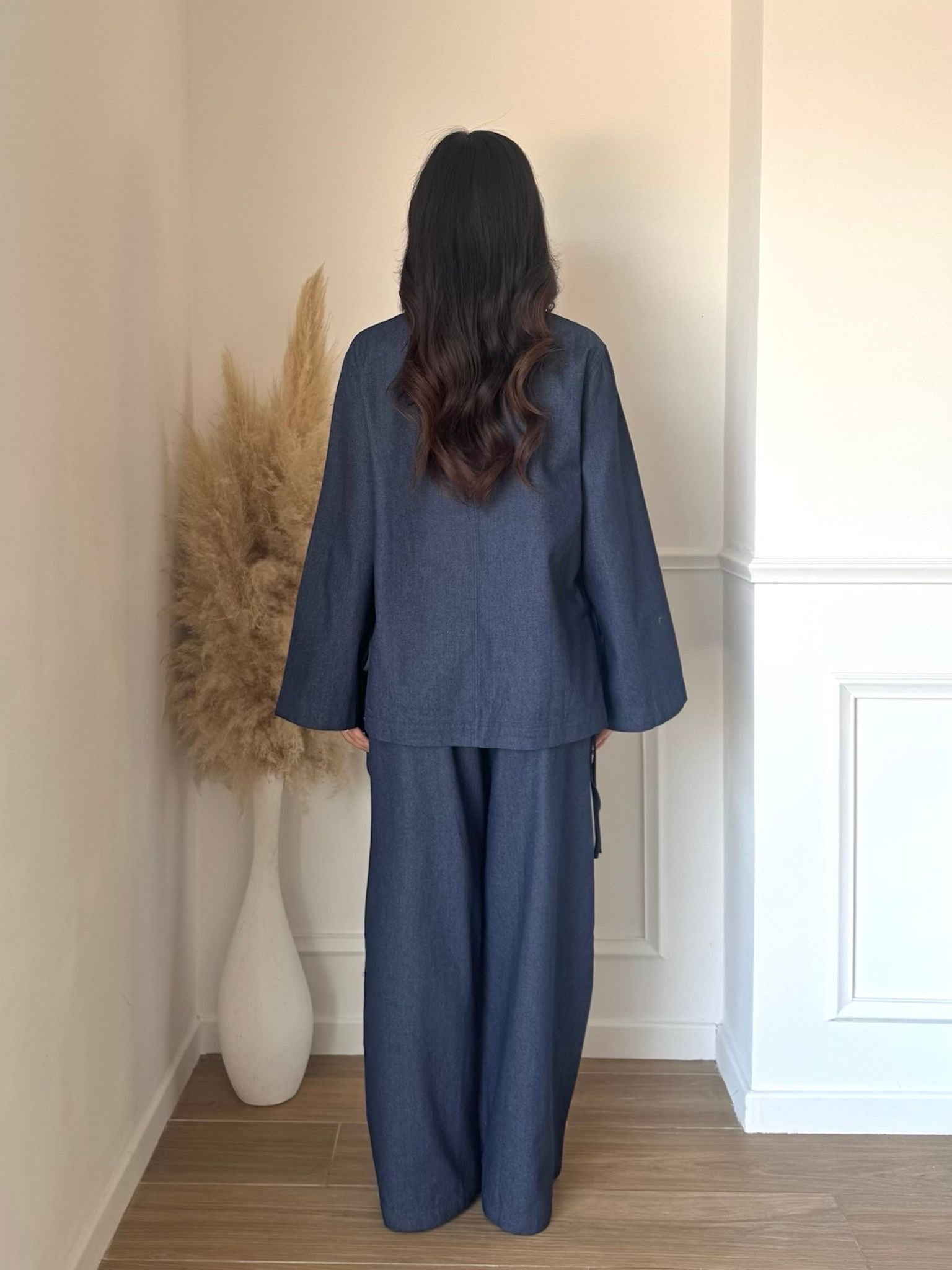 Ensemble oversize en jean – veste & pantalon style chic décontracté