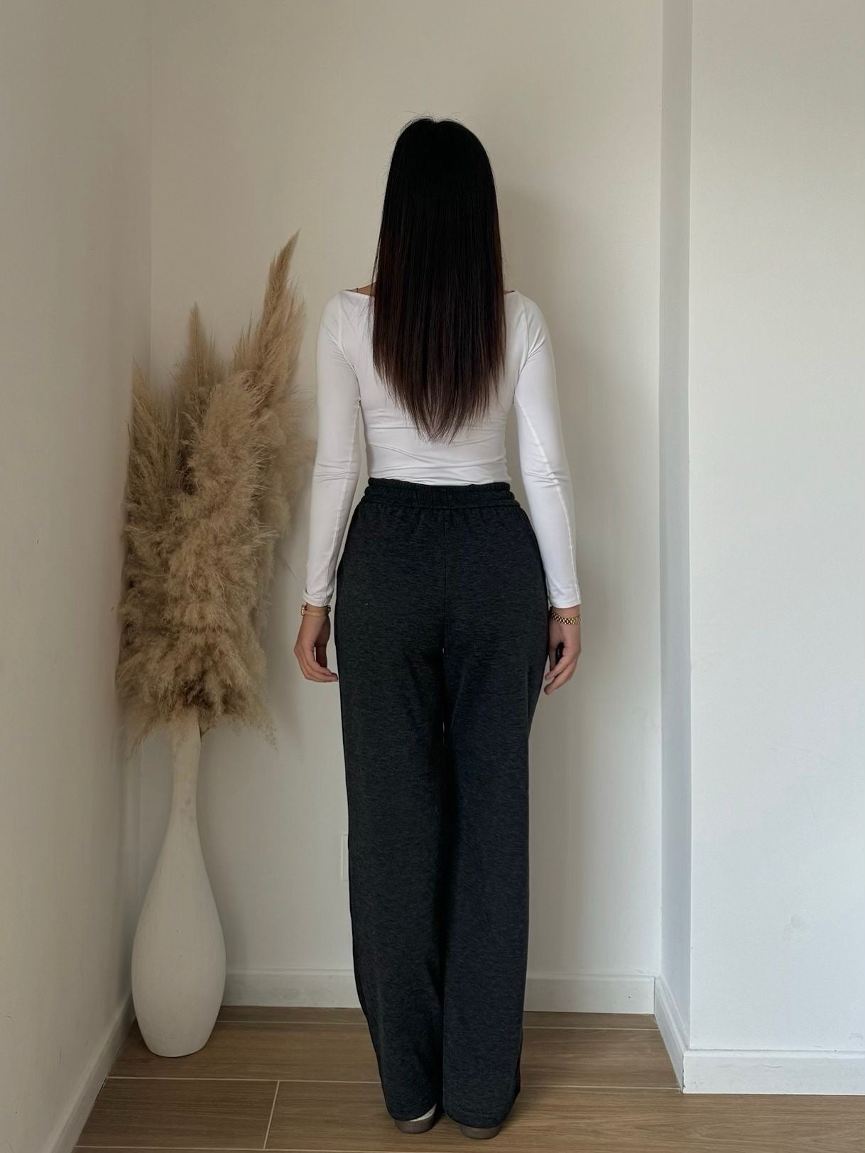 Pantalon large d’hiver noir – taille haute & ultra confortable