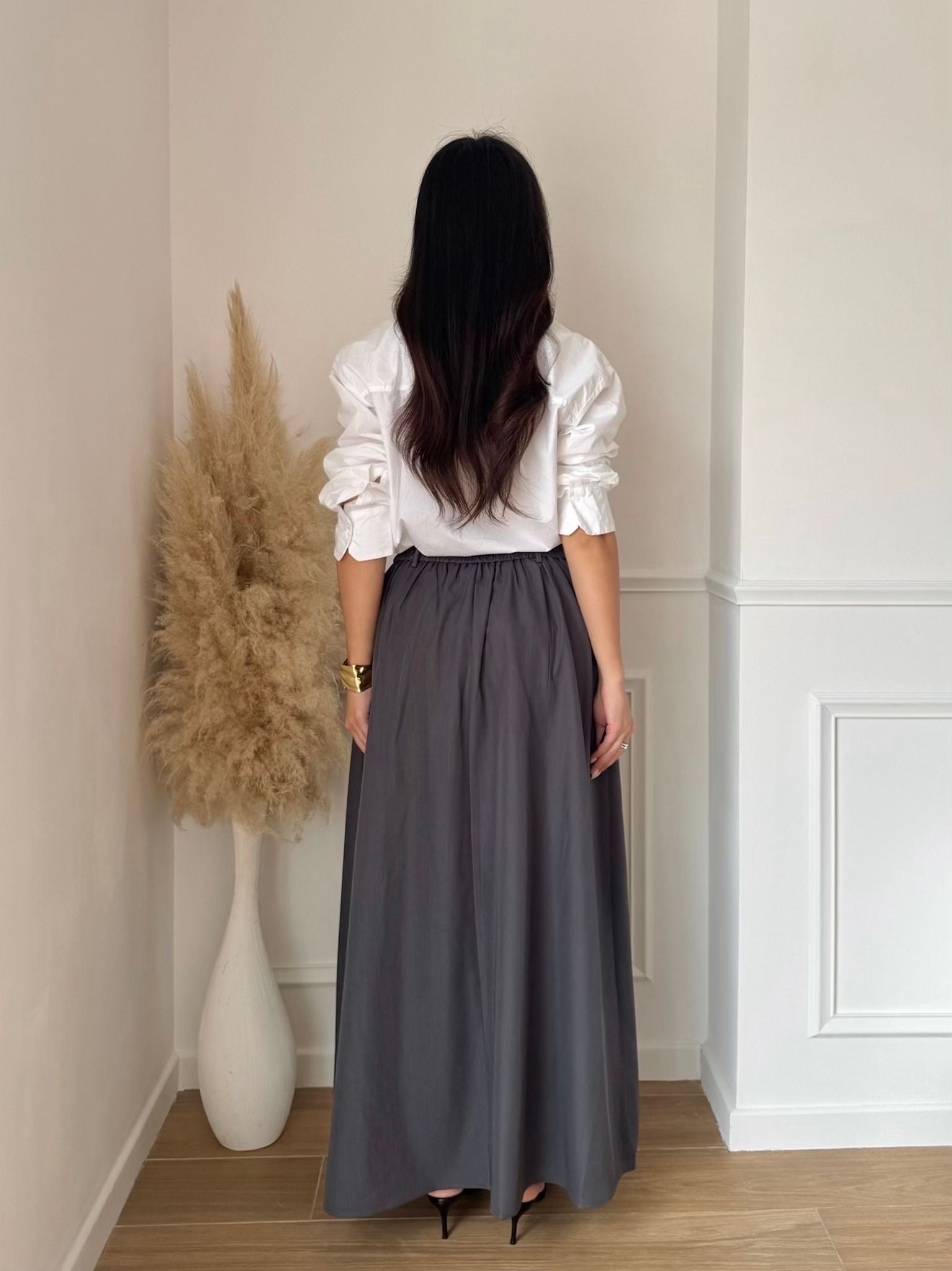 Jupe longue fluide taille haute – élégante et tendance (sans ceinture)