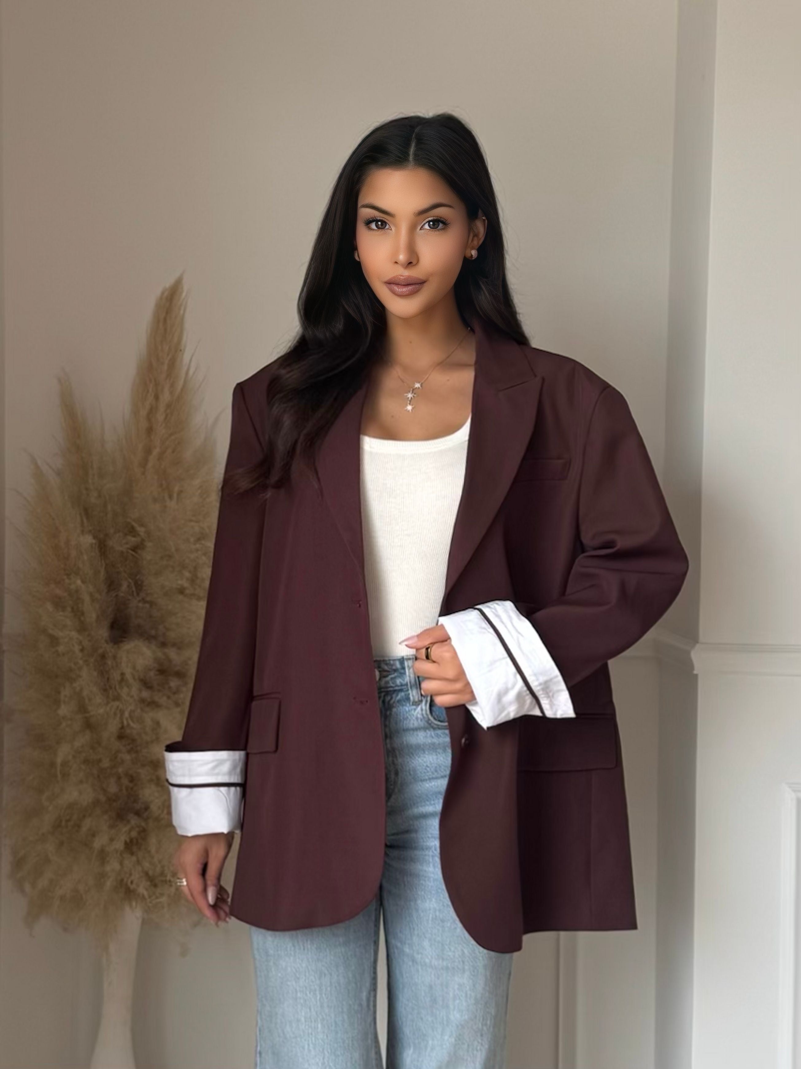 Blazer Oversize Chic – Bordeaux Intense