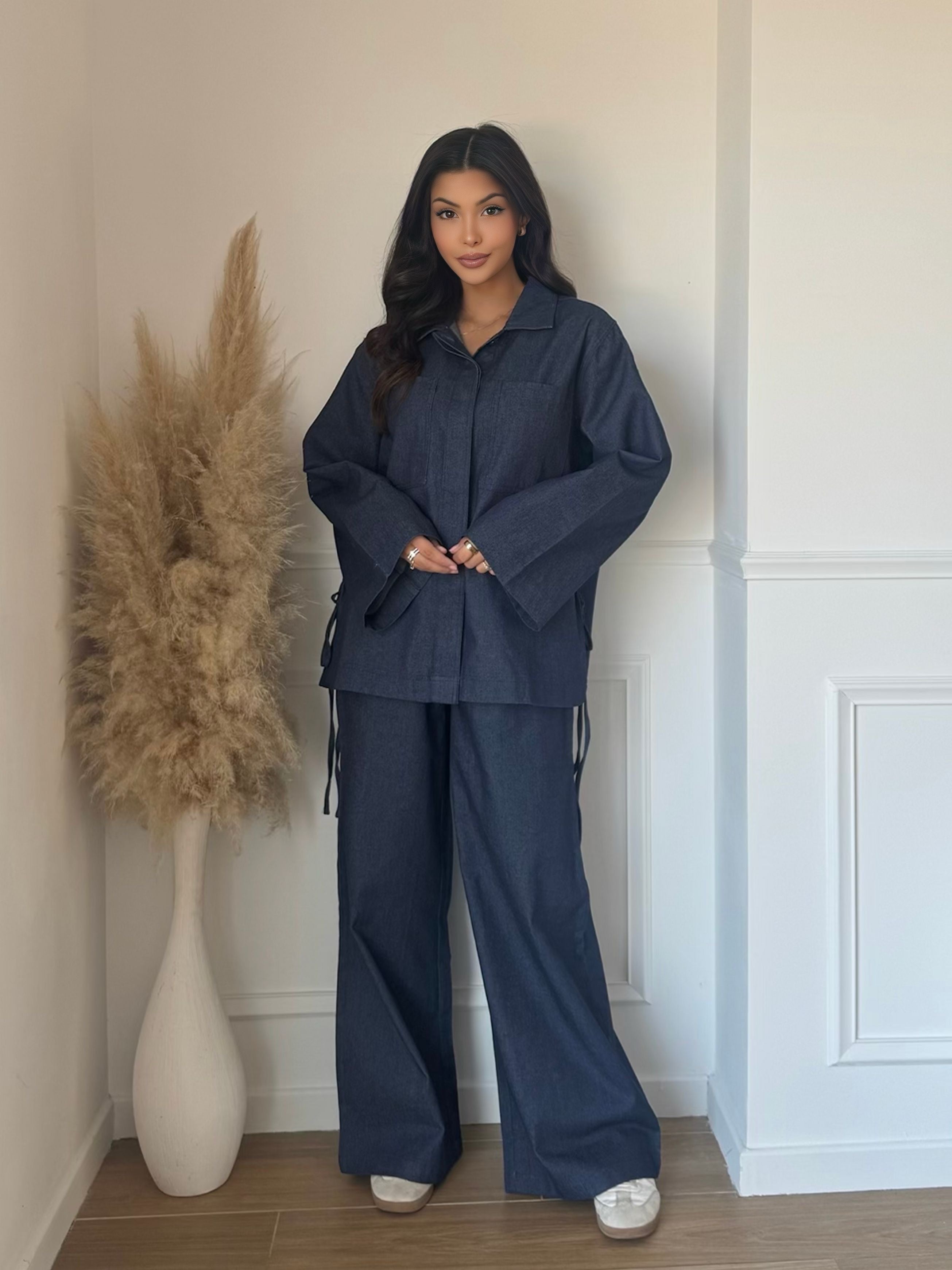 Ensemble oversize en jean – veste & pantalon style chic décontracté