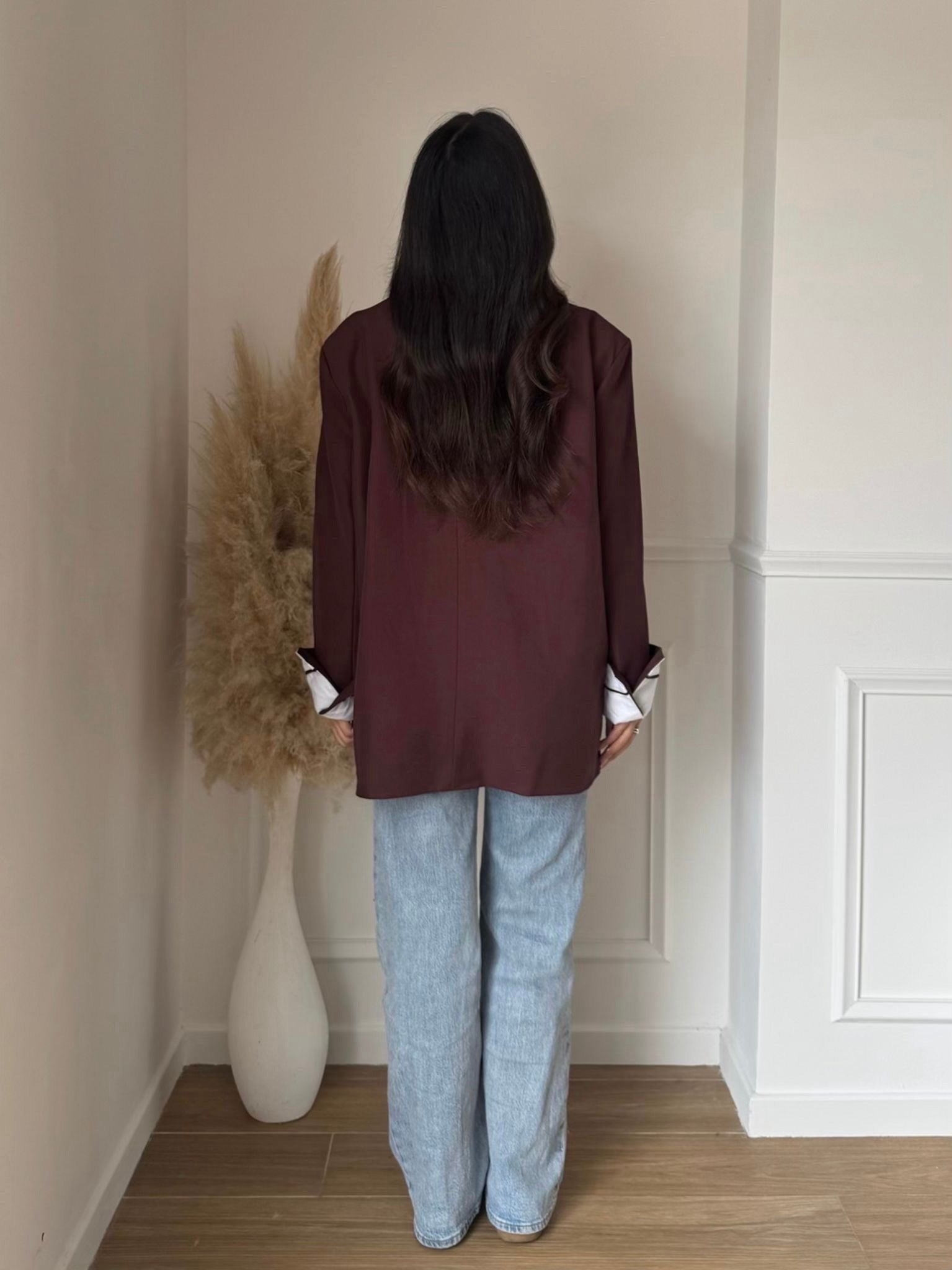 Blazer Oversize Chic – Bordeaux Intense