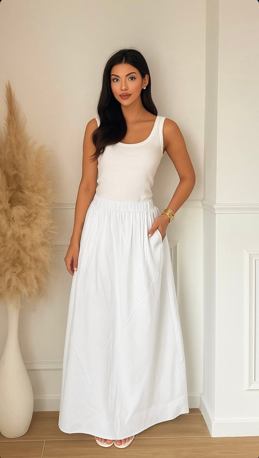 JUPE LONGUE BLANCHE FLUIDE