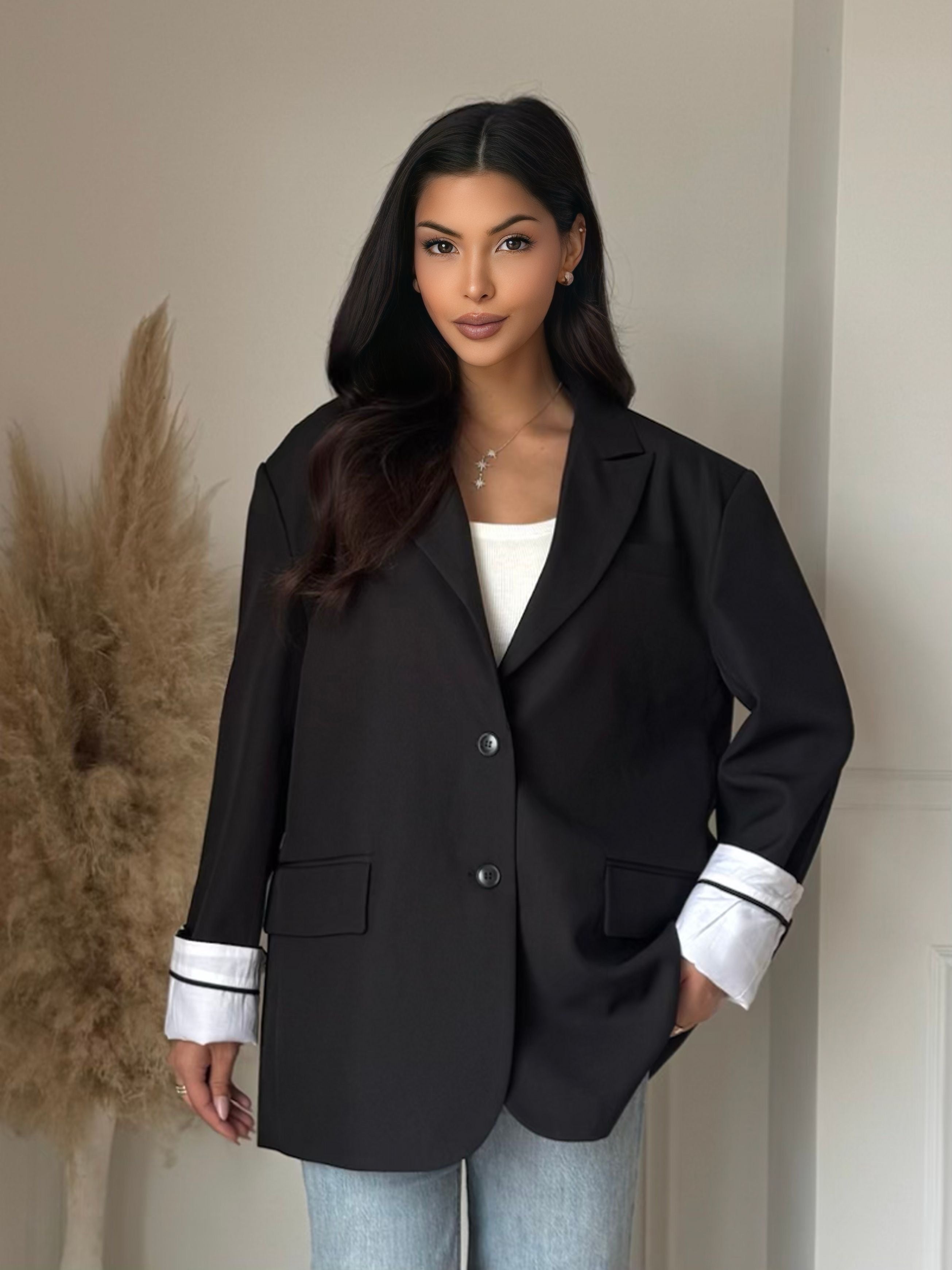Blazer oversize manches retroussées – chic & tendance