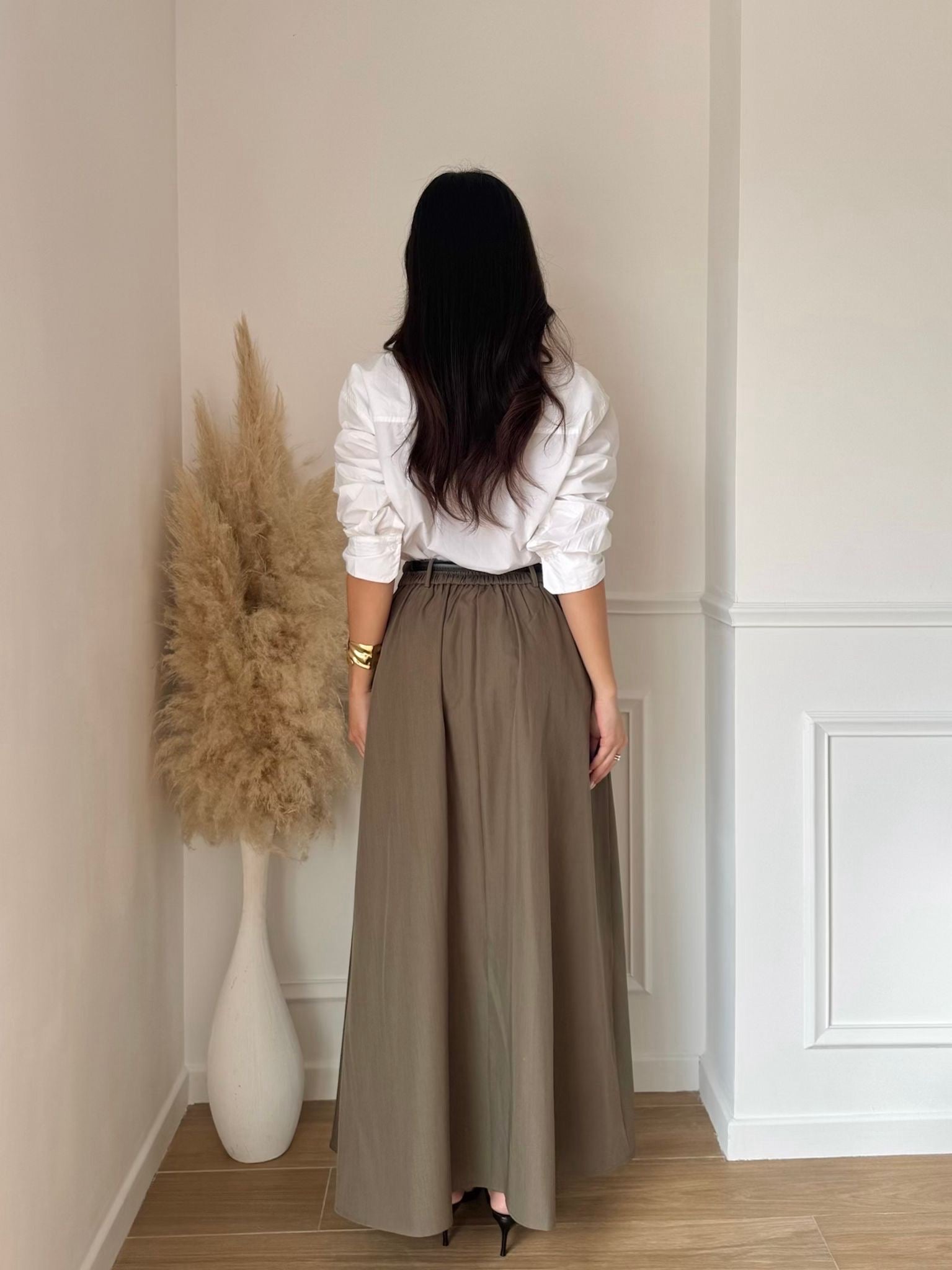 Jupe longue fluide taille haute – élégante et tendance (sans ceinture)